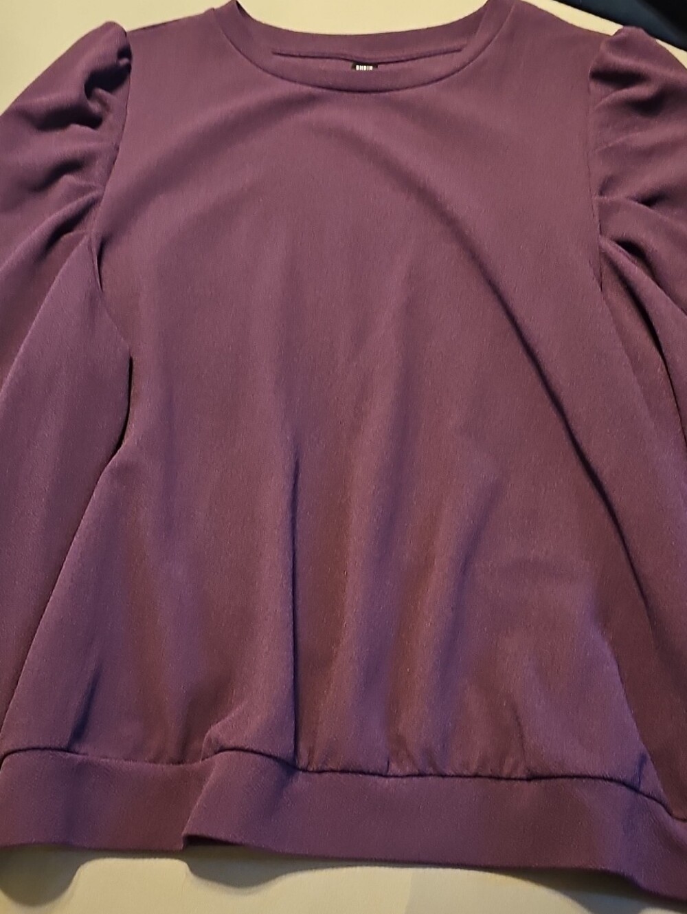 SHEIN Purple Puff-Sleeve Banded Blouse